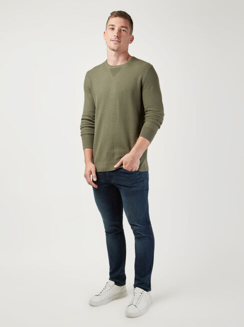 Slater Textured Crew Knit, Green, hi-res