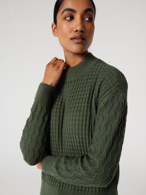 Scarlett Hatch Stitch Pullover, Thyme, hi-res