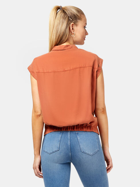 Zoe Twist Front Shirt, Orange, hi-res