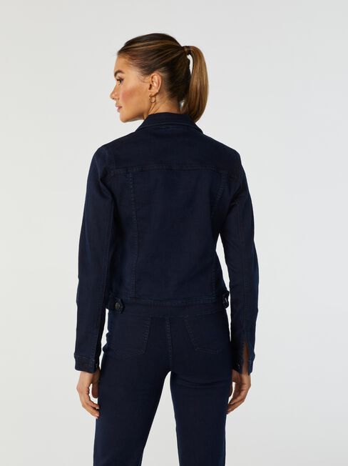 Classic Stretch Denim Jacket, Blue, hi-res