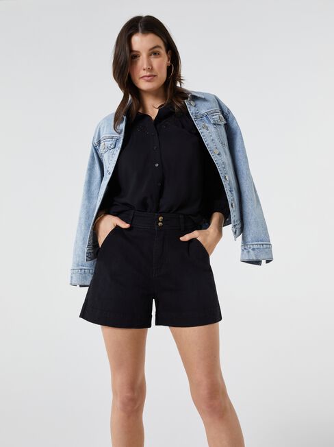 Fawn lace Insert Blouse, Black, hi-res