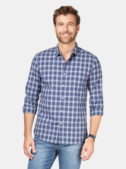 Turner Long Sleeve Check Shirt, Blue, hi-res