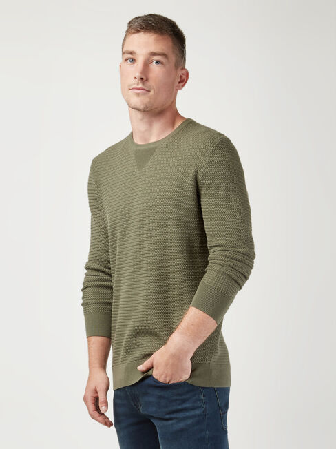 Slater Textured Crew Knit, Green, hi-res