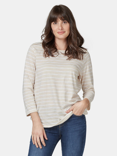 Boat Neck Pocket Tee, Sandwash, hi-res