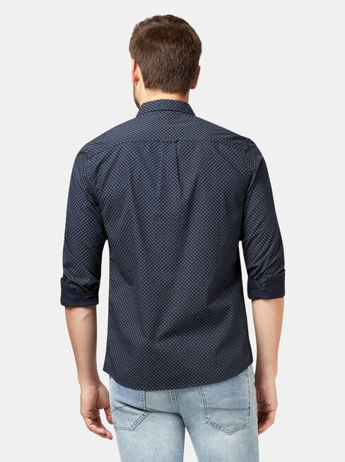 Jaxon Long Sleeve Print Shirt, Blue, hi-res
