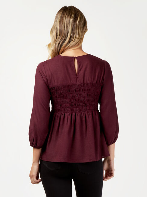Gracie Shirred Bust Top, Purple, hi-res