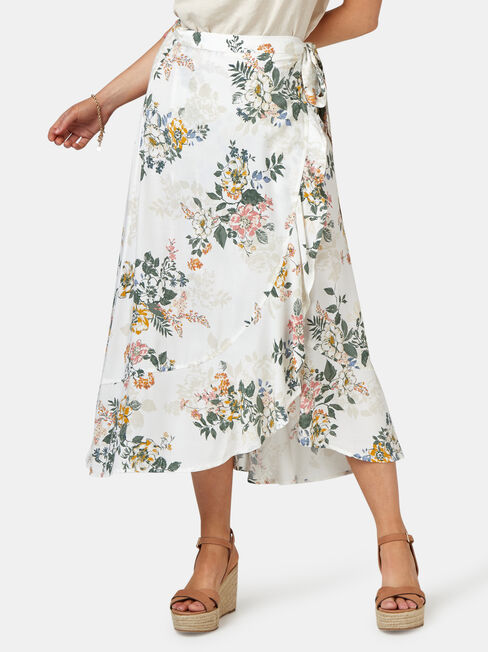 Chloe Midi Wrap Skirt, White, hi-res