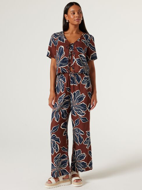 Florence Tie Front Top, Bold Blooms, hi-res