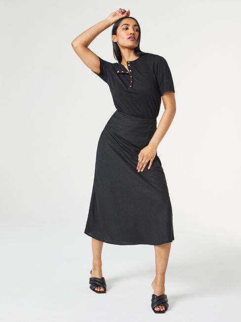 Sandie Midi Skirt, Black, hi-res