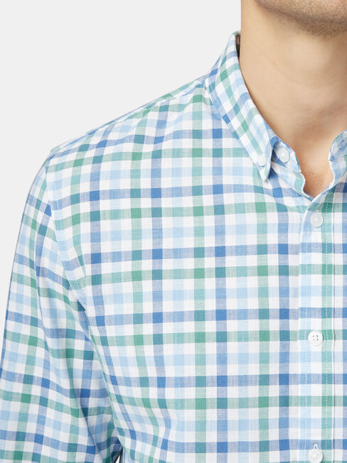 Harry Long Sleeve Check Shirt, Green, hi-res