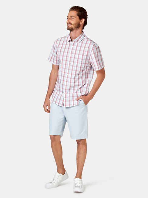 Todd Short Sleeve Check Shirt, Red, hi-res