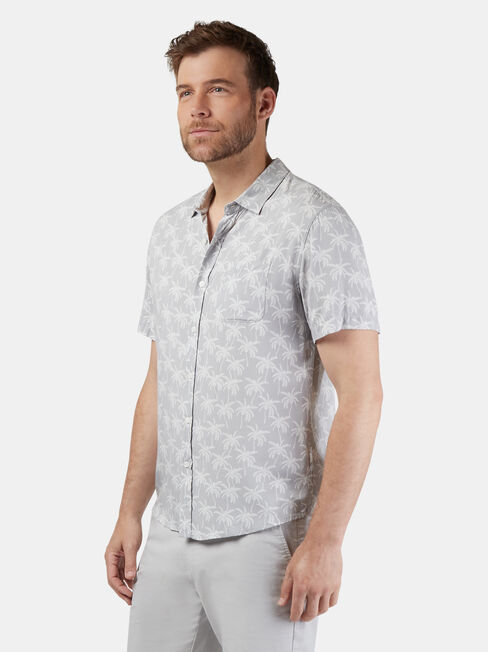 Atlas Short Sleeve Print Shirt, Grey, hi-res