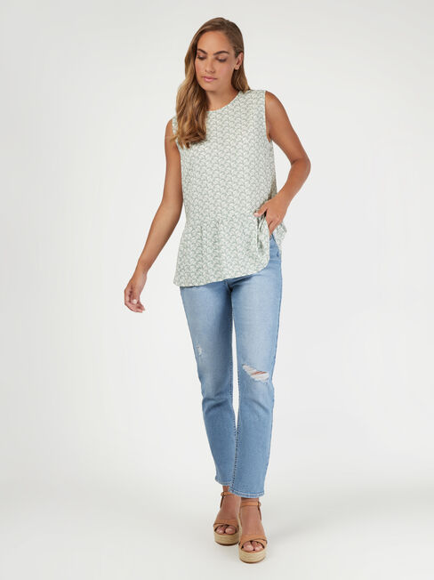 Anna Peplum Top, Green, hi-res