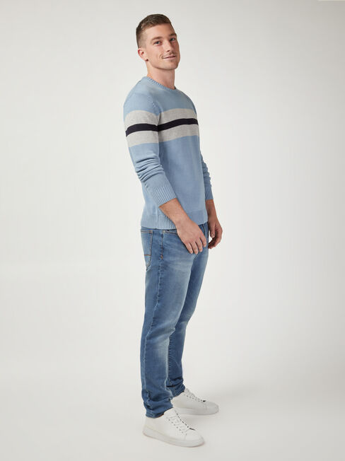 Marshall Block Stripe Crew Knit, Blue, hi-res