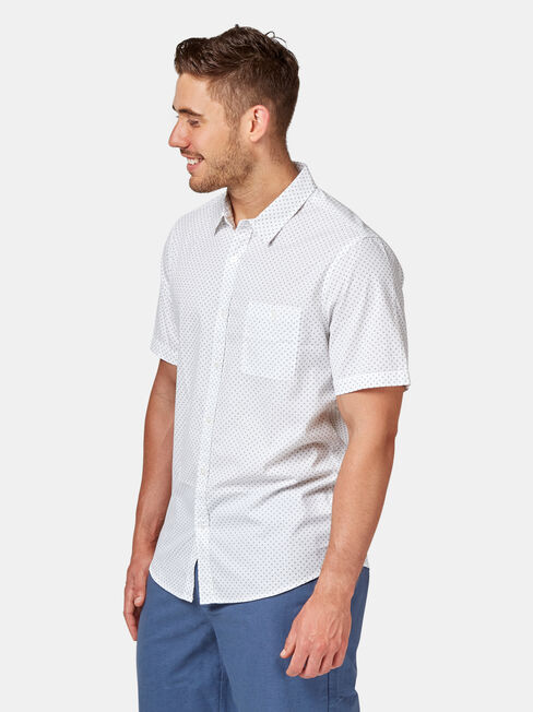 Baxter Short Sleeve Print Shirt, White, hi-res