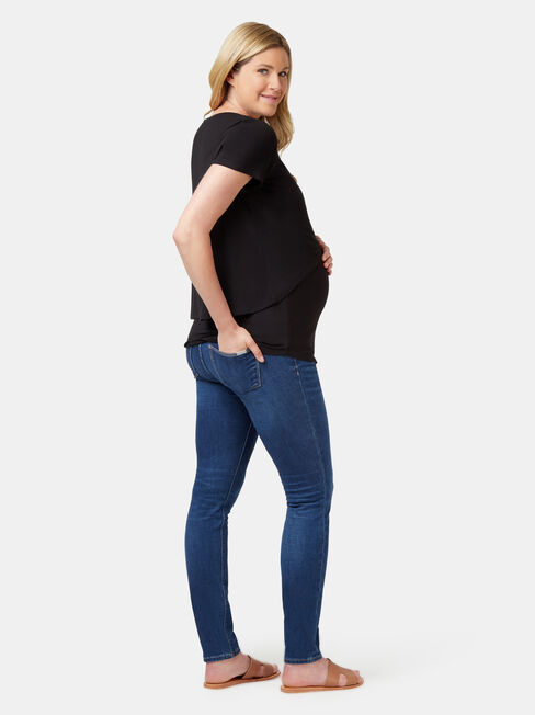 Cerese Layered Maternity Top, Black, hi-res