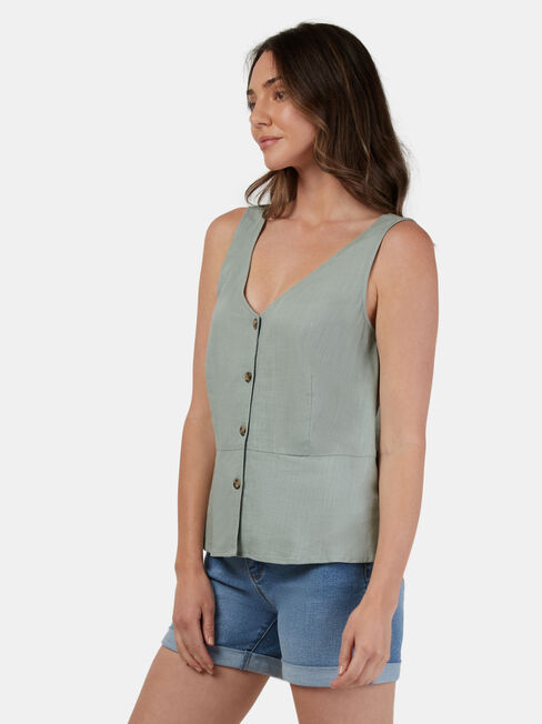 Tyla V-Neck Tank, Green, hi-res