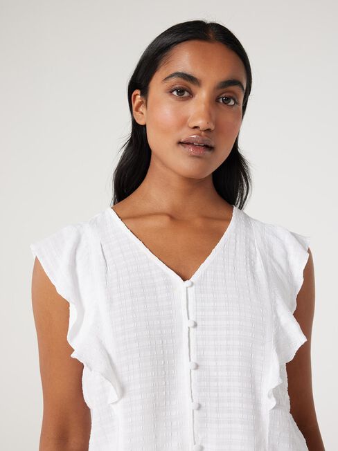 Fia Flutter Sleeve Top, White, hi-res
