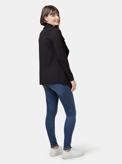 Gina Short Waterfall Cardigan, Black, hi-res