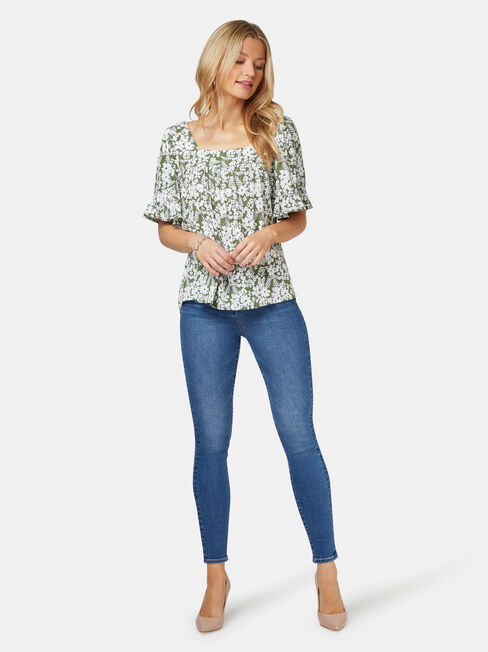 Rhani Flutter Sleeve Blouse, Floral, hi-res