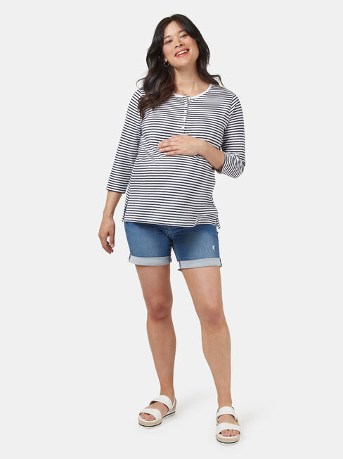 Hendy Henley Maternity Tee, Stripe, hi-res