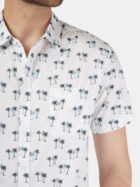 Valley Short Sleeve Print Shirt, White, hi-res