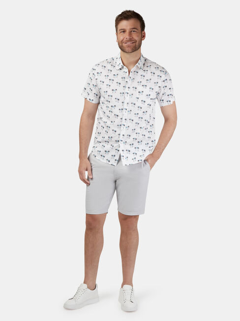 Valley Short Sleeve Print Shirt, White, hi-res
