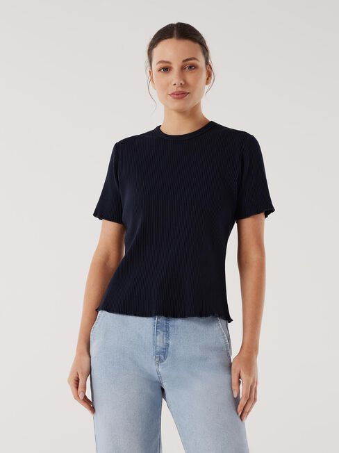 Lucy Lettuce Hem Rib Tee, Blue, hi-res