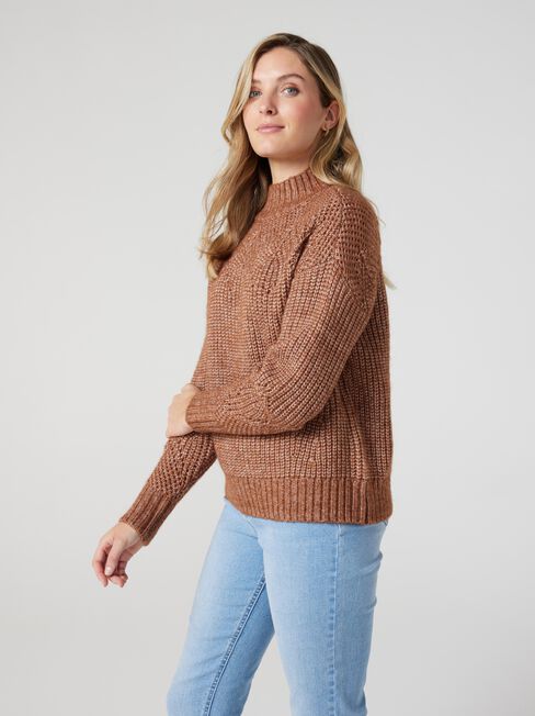 Charlie Pointelle Knit, Caramel, hi-res