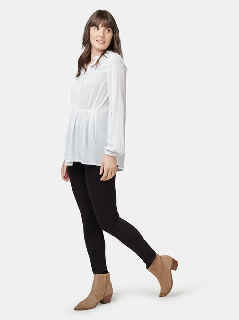 Aria Peplum Hem Top, White, hi-res