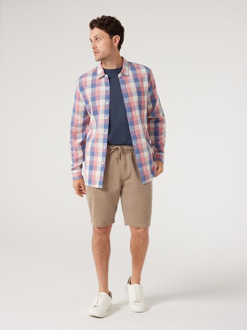 LS Craige Check Linen Shirt, Pink Multi, hi-res