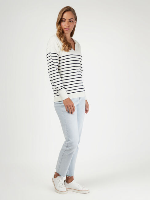 Claire Collared Knit, Blue, hi-res