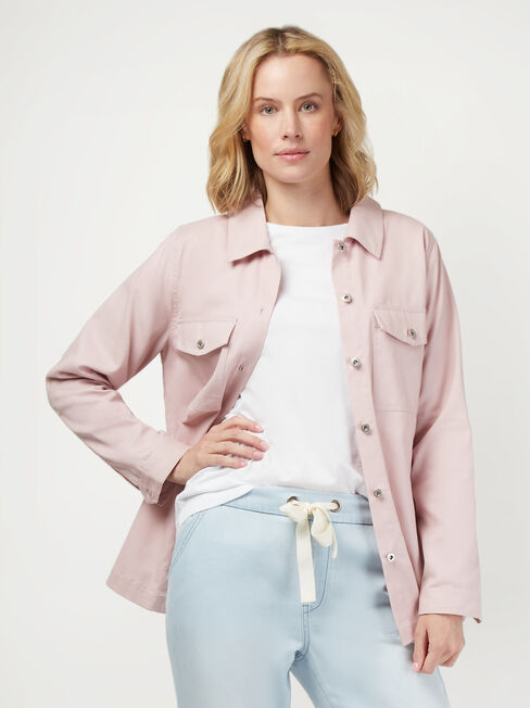 Sasha Cotton Shacket, Pink, hi-res