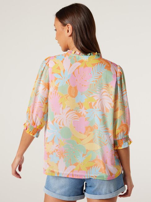 Reef Puff Slv Blouse, Rainbow Gelati, hi-res