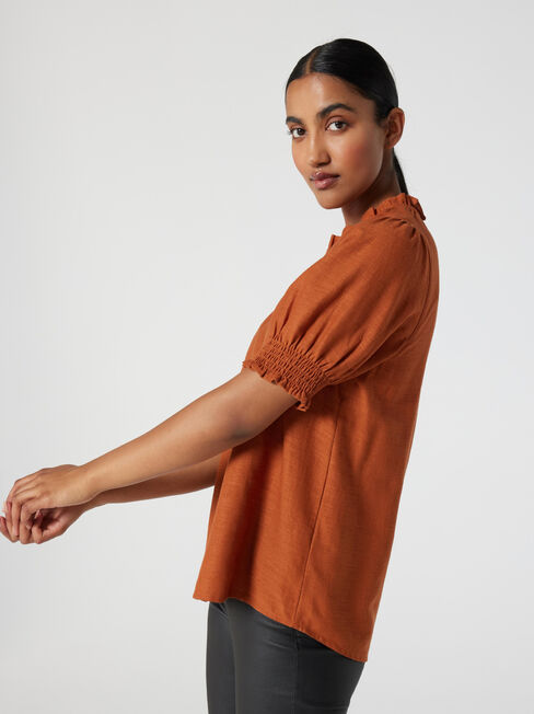 Sasha Short Sleeve Top, Cinnamon, hi-res