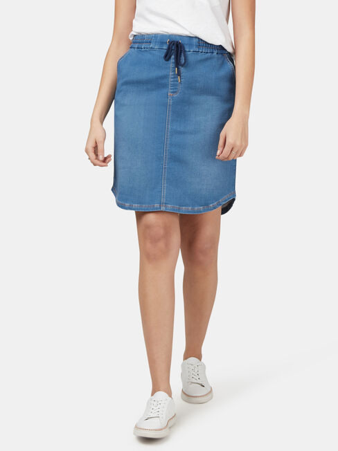 Lulu Luxe Lounge Knee Length Skirt, Light Indigo, hi-res