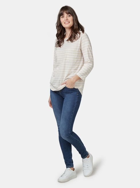 Boat Neck Pocket Tee, Sandwash, hi-res