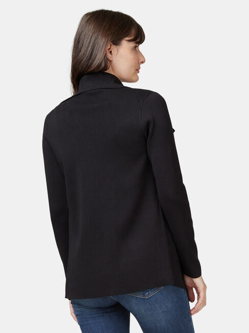 Gina Short Waterfall Cardigan, Black, hi-res