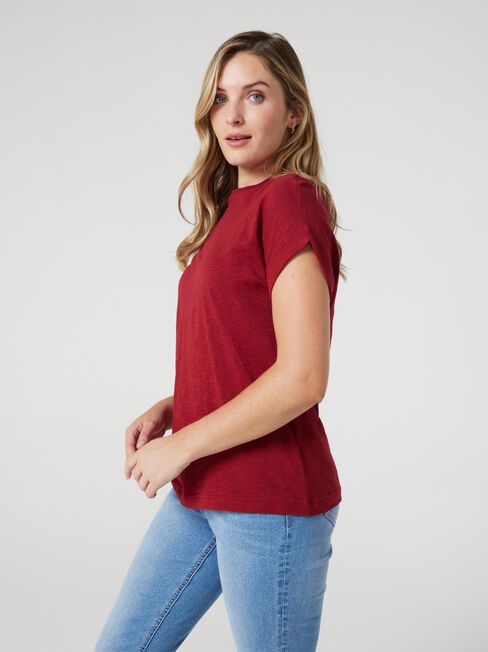 Drop Shoulder Tee, Berry, hi-res