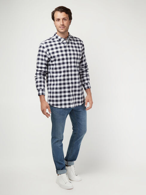 LS Holt Oxford Check Shirt, Blue, hi-res