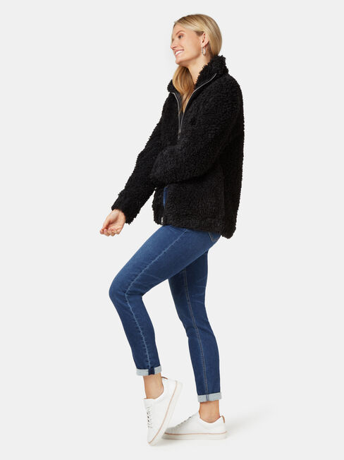 Beccy Teddy Jacket, Black, hi-res