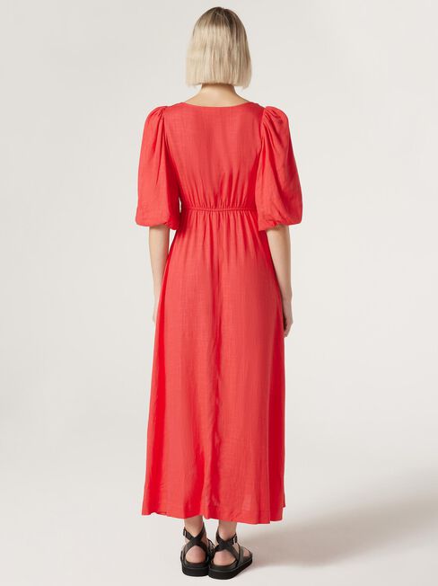 Lottie Volume Sleeve Dress, Red, hi-res