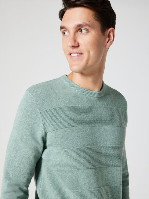 Ralph Stripe Crew Knit, Green Marle, hi-res