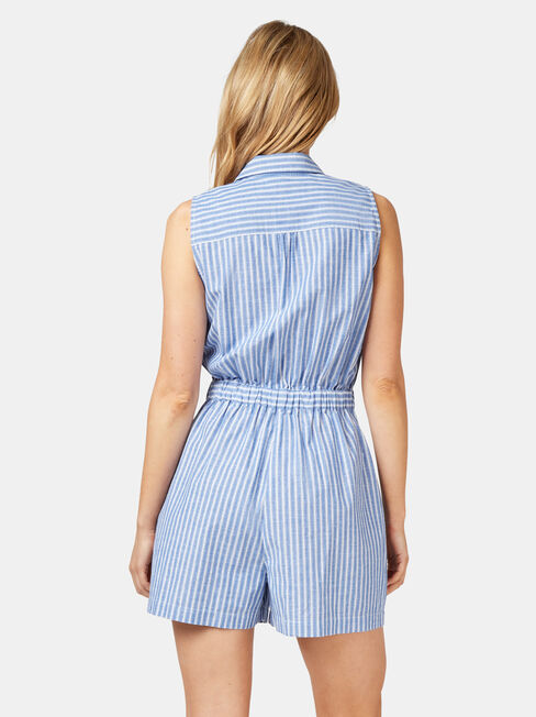 Petal Sleeveless Playsuit, Stripe, hi-res
