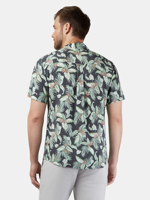 Sandler Short Sleeve Print Shirt, Grey, hi-res
