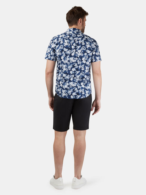 Campbell Short Sleeve Print Shirt, Blue, hi-res