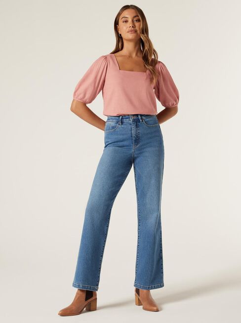 Aria Square Neck Top, Dusty Pink, hi-res
