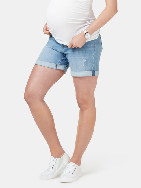Maternity Boyfriend Short, White, hi-res