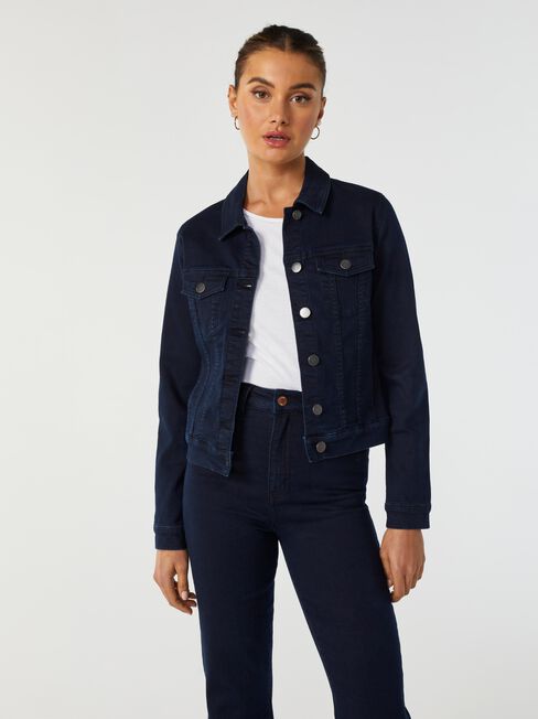 Classic Stretch Denim Jacket, Blue, hi-res