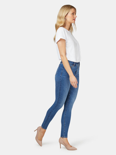 Ellie High Waisted Skinny 7/8 Jeans Bright Indigo, Mid Indigo, hi-res